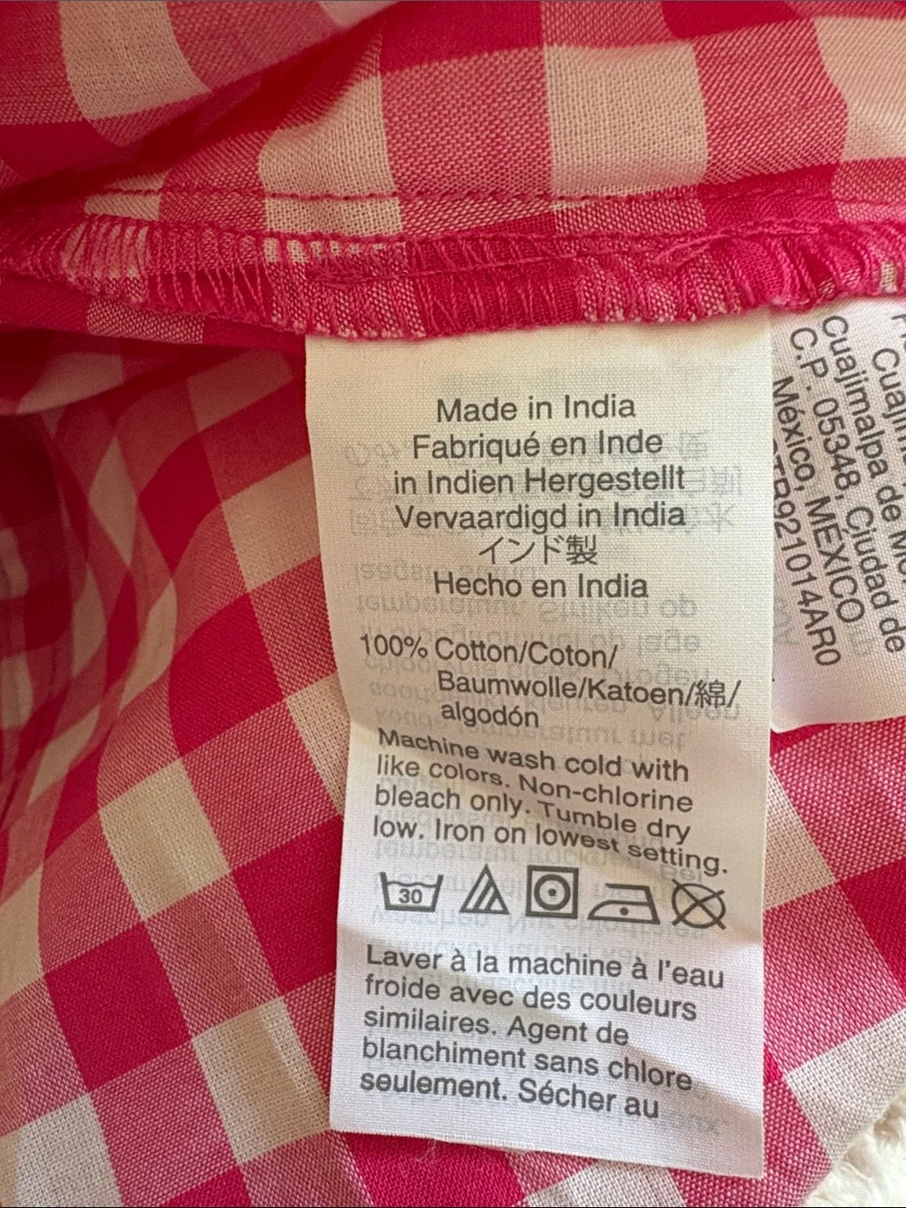 J. Crew Pink and White Gingham Button-Up Blouse